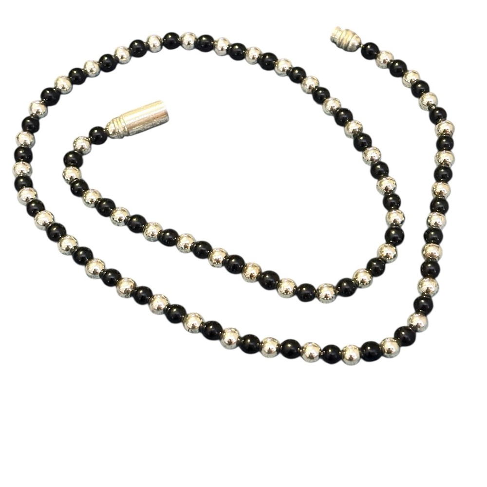 Elegant Black and Silver Beaded Necklace